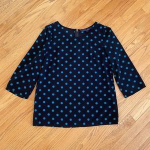 Francesca’s Blue Rain Polka Dot Top